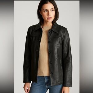 Andrew Marc Women's Black Leather Jacket Size XL Full-Length Sleeves‎